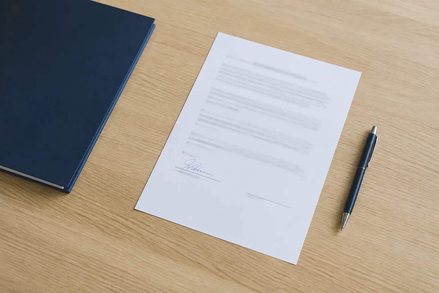 Contrato individual firmado sobre el escritorio, listo para el alta