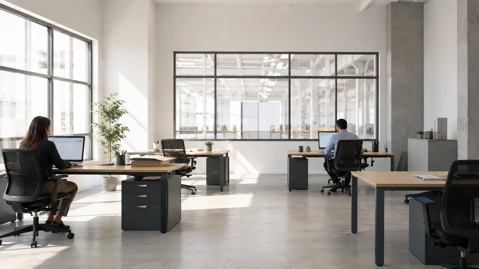 Oficina administrativa dentro de una empresa de manufactura en Monterrey
